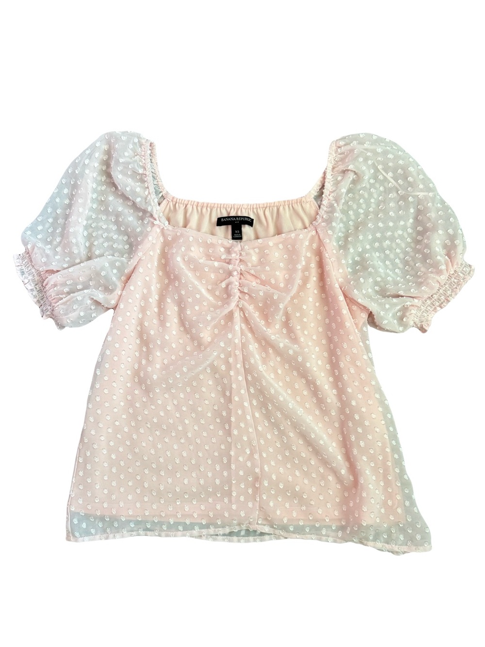 NWOT BANANA REPUBLIC LIGHT PINK POLKA-DOT BOHEMIAN TOP // SIZE XS 🩷